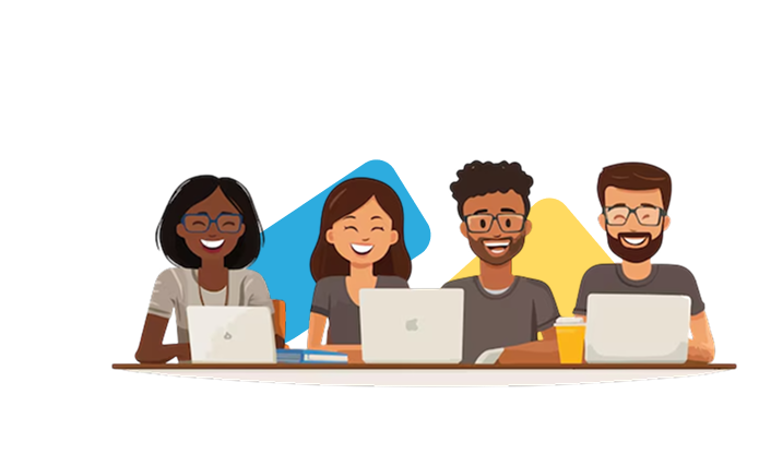 Happy customer service people - illustrated Happy customer service people - illustrated