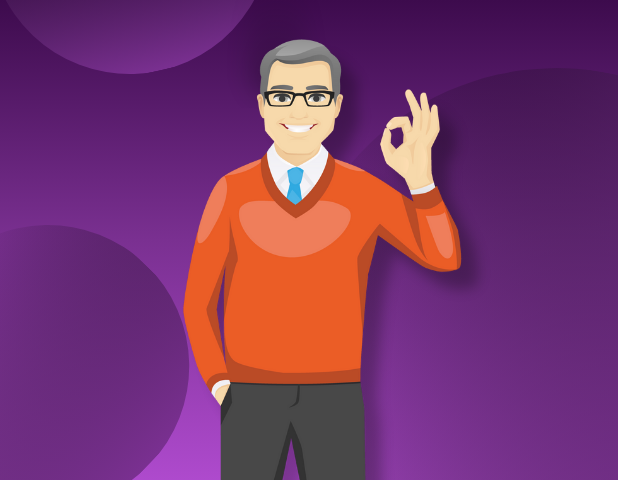 Smiling man giving the "A-OK" hand gesture